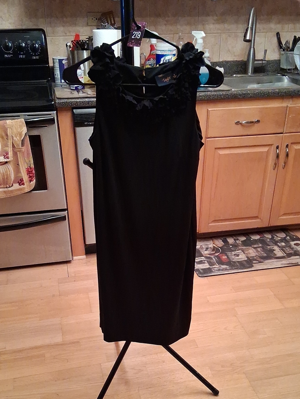 Just...Taylor Black Sleeveless Mini with Floral Appliqué
